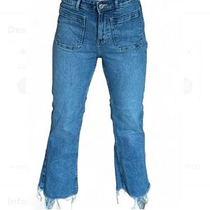 Zara Blue Ankle Fringe Cut Women's Jeans